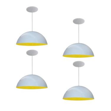 Imagem de Kit 4 Luminária Pendente Meia Lua 40cm Interior Amarelo Com Fiação 110