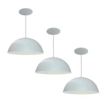 Imagem de Kit 3 Luminária Pendente Meia Lua 40cm Interior Branco Brilho Fiação 1