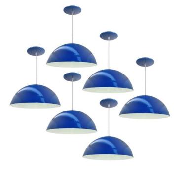 Imagem de Kit 6 Luminária Pendente Meia Lua 50cm Interior Branco Brilho Com Fiaç
