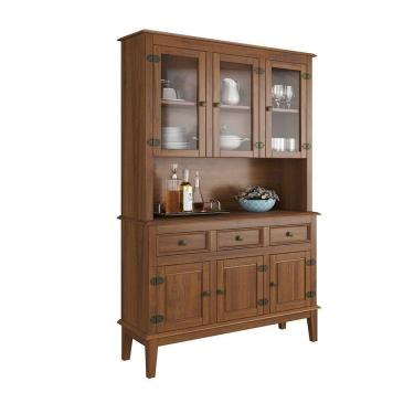 Imagem de Arca E Oratório 6 Portas E 3 Gavetas - Madeira Maciça - Amêndoa Verniz