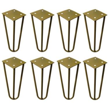 Imagem de Kit 8 Pés de Metal 15 CM Hairpin Legs Mesas de Centro Puffs Dourado G41