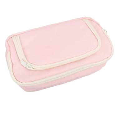 Imagem de Estojo de Lápis de Grande Capacidade, Bolsa Portátil para Armazenamento de Artigos de Papelaria, Bolsa Cosmética para Escritório, Escola e Casa (rosa)