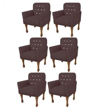 Imagem de Kit 06 Poltrona Cadeira Decorativa  Mona Luxo com Strass Sala de Estar