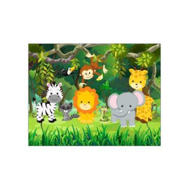 Imagem de Painel de Festa Horizontal 1,55 X 1,20 - Animais Safari Animais Flores