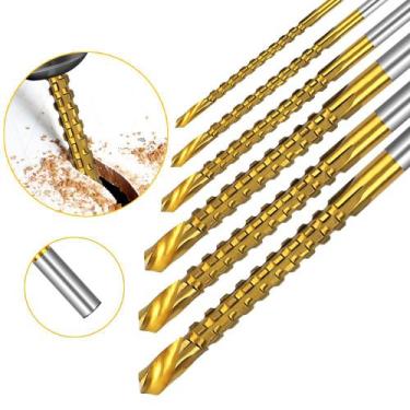 Imagem de Kit 6 Broca Furo Corte Lateral P/ Madeira Gesso Plástico Mdf - E-San