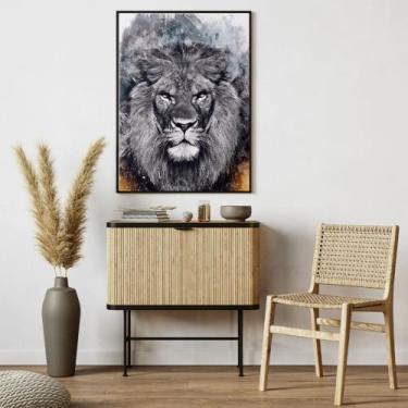 Imagem de Quadro Decorativo com Moldura 50x70 para Sala Imagem Leão - Londrinort