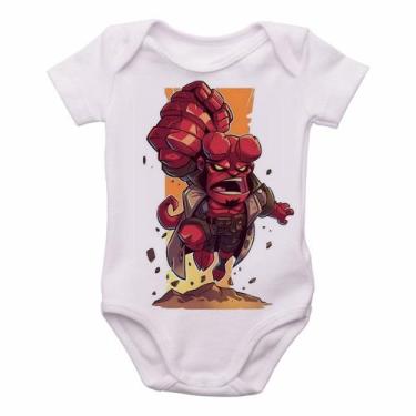 Imagem de body nenê criança roupa bebê Hellboy - Empório Dutra, M   ( 2-4 Meses 
