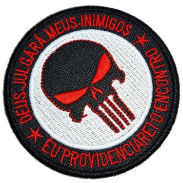 Imagem de Caveira Deus Julgará Patch Bordado Termo Adesivo Para Camisa - BR44
