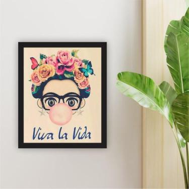 Imagem de Quadro 30x25cm Frida Viva La Vida Moldura Vidro - DECORATIVA