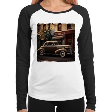 Imagem de Baby Look Raglan Carro antigo na cidade Manga Longa - Foca na Moda, Br