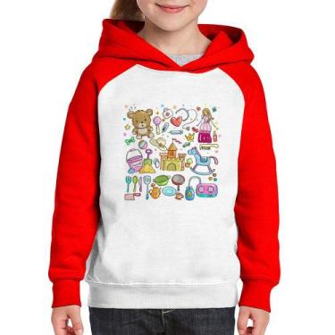 Imagem de Moletom Infantil Brinquedos - Foca na Moda, Branco, Vermelho, 10