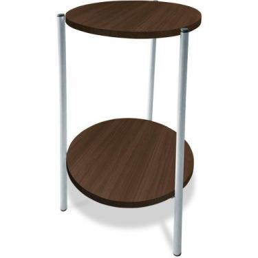 Imagem de Mesa Mesinha De Canto Redonda Decoração Qatar Industrial Branca - Genu