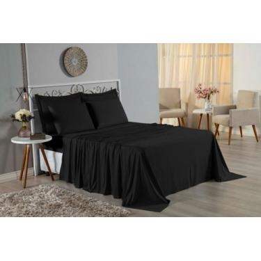 Imagem de Jogo De Lençol Malha Algodão King  Size 4 Peças Preto - Nathalia Enxov