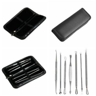 Imagem de Kit De 7 Pinças Para Tirar E Remover Cravos E Espinhas + Estojo - MS F