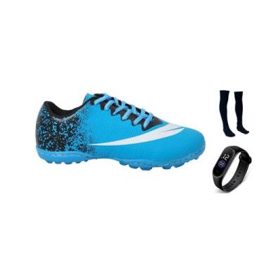 Imagem de Chuteira Society Colada e Costurada Adulto Infantil  com MEIÃO RELOGIO