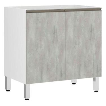 Imagem de Balcão Sem Tampo 70cm Branco Com Concreto - LUCIANE