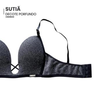 Imagem de Sutiã Luxo Com brilho Decote Profundo - Push Up Efeito Mágico Sutiã Su