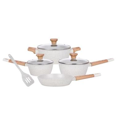 Imagem de Jogo de Panelas Antiaderente Cerâmica Cooktop Fogão Indução Kit 5 Peça