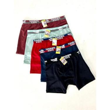 Imagem de Kit 7 Cueca Box Infantil Juvenil Menino Lisa Tamanho 02 A 12 Anos Elás