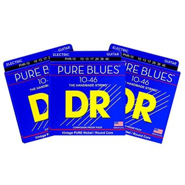 Imagem de DR Strings Cordas de guitarra el trica PHR-10 Medium Pure Blues Pure Nickle, pacote com 3