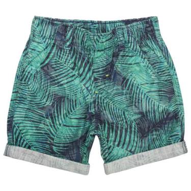 Imagem de Shorts Infantil Look Jeans Sarja Floral, Verde, 02