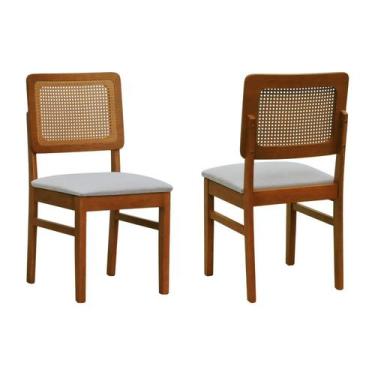 Imagem de Kit 2 Cadeiras Lyon Madeira Maciça Encosto Telinha Assento Estofado Li