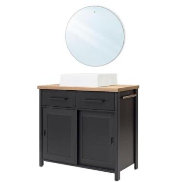 Imagem de Gabinete Armário Banheiro Ditália com Cuba + Espelho / BN-03 cor:cinza