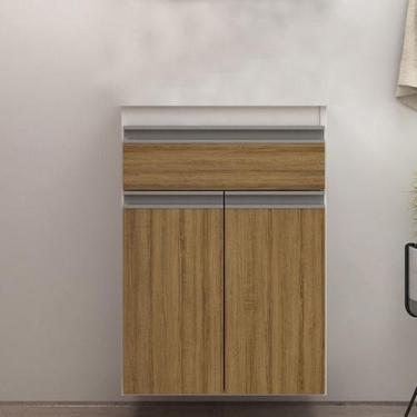 Imagem de Gabinete de Banheiro 50cm sem cuba e lavatório Ref 501 Cewal - Branco/