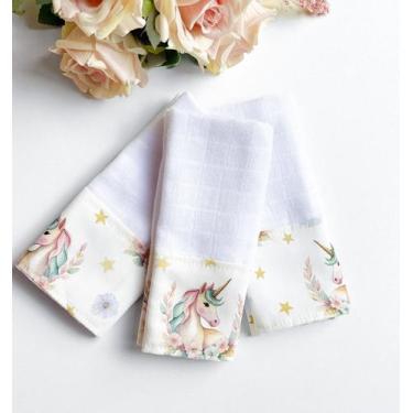 Imagem de Kit 3 Fraldas de Boca com Saquinho Presenteável Ceci Petit Home, Unicó
