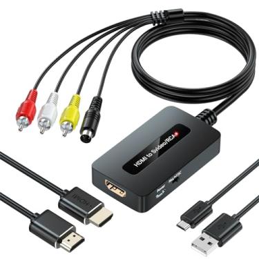 Imagem de Conversor HDMI para S Video RCA, conversor 2 em 1 S-Video composto HDMI 1080p para DVD/STB/PS3/PS4 para exibição em TV mais antiga com entradas Svideo/RCA (não suporta HD 4K)