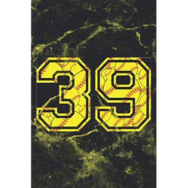 Imagem de 39 Journal: A Softball Jersey Number #39 Thirty Nine Notebook For Writing And Notes: For All Players, Coaches, Fans: Marble Yellow Red Ball Print