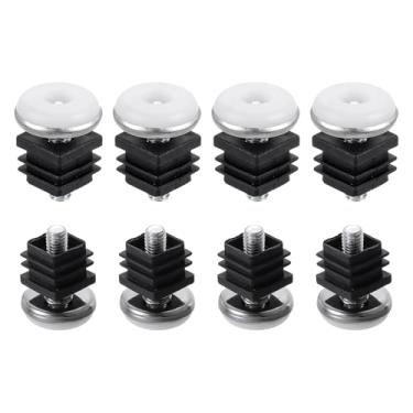 Imagem de DTGN Pés niveladores ajustáveis de 20 x 20 mm (CxL) - Conjunto de 8 - Bom para móveis - Kit de inserção quadrada para móveis - Preto