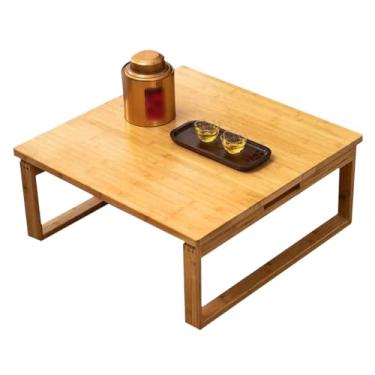 Imagem de Wiklmoth Mesa baixa estilo japonês - mesa de jantar ou altar dobrável e portátil de bambu Kotatsu - quadrada (70 x 70 cm)