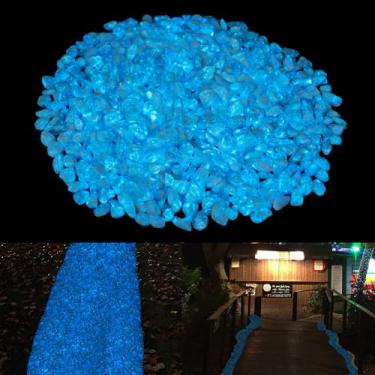 Imagem de Lechloris Pedras brilhantes naturais de 2,3 kg que brilham no escuro - 0,8 a 2 cm, pedras brilhantes para jardim ao ar livre, paisagismo, passarela e pedras brilhantes decorativas internas para