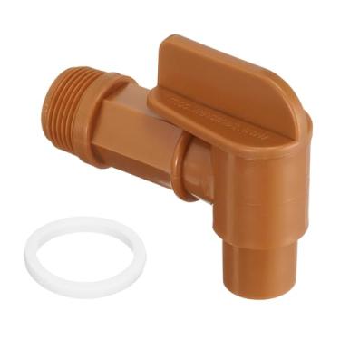 Imagem de PATIKIL Torneira de plástico de 3/10.2 cm, torneira de barril torneira de substituição de material de polietileno durável para tambor de plástico e aço de 15/30/50 galões, marrom