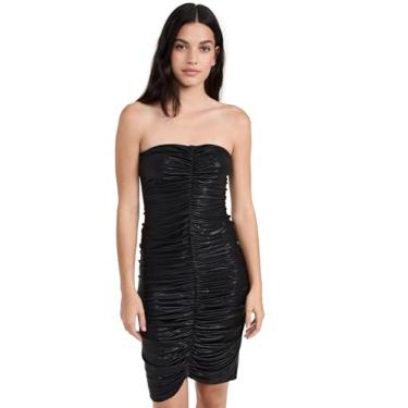 Imagem de Norma Kamali Vestido feminino frente franzida sem alças até o joelho, Preto, G