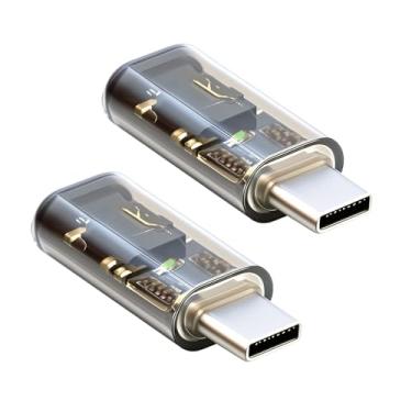 Imagem de NFHK Pacote com 2 adaptadores USB C para conector de fone de ouvido de 3,5 mm suporta qualidade de som HiFi de 16 bits 48 kHz com chip DAC