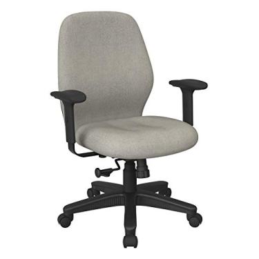 Imagem de Office Star Cadeira de escritório ergonômica ajustável no meio das costas com assento acolchoado grosso e suporte lombar embutido, tecido Twilight Sky