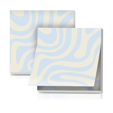 Imagem de LETRLYK Pacote com 2 notas adesivas 7,5 x 7,6 cm, forte poder de colagem, fácil de colocar para casa, escritório, 80 folhas/blocos, padrão ondulado fofo