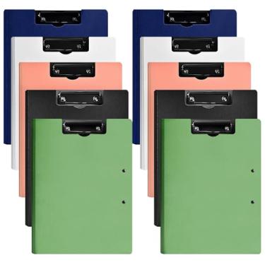 Imagem de MUYICS Pacote de 10 Pranchetas Dobráveis, Pranchetas de Enfermagem de Alta Capacidade Tamanho A4, Pasta de Prancheta de Escritório com Clipes Duplos de Metal, Prancheta de Armazenamento, Material de E