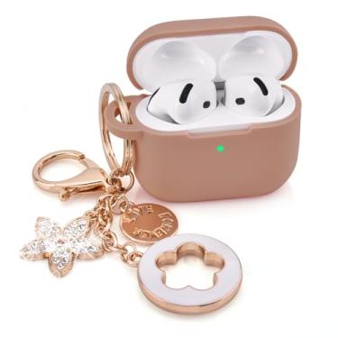 Imagem de Capa para Apple Airpods 4 - VISOOM Airpods 4 capas 2024 capa feminina anti-queda de silicone iPods 4 fones de ouvido acessórios sem fio capas de carregamento meninas chaveiro brilhante para Airpod