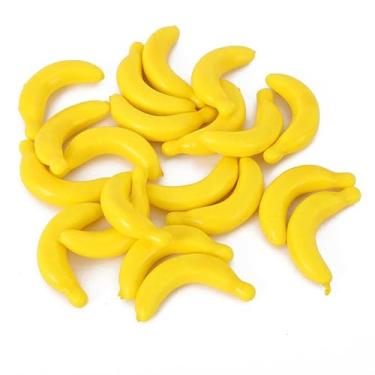 Imagem de 20 peças de mini banana falsa amarela, vegetais de espuma, frutas como enfeite de festa em casa, adereços de fotografia, adereços de frutas para fotografia, liquidificadores e esponjas, plantas