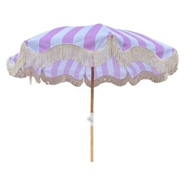 Imagem de Guarda-chuva de jardim Guarda-chuva de pátio listrado guarda-sol portátil guarda-chuva para jardim praia, mesa ao ar livre mercado guarda-chuva design inclinado abrigo de sol Base preenchível