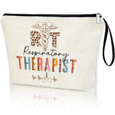 Imagem de Presente de terapia respiratória RT Worker Therapist Makeup Bag Lung Therapist Appreciation RT Nurse Graduation Gifts RT Assistant Pulmonologist Bag Travel Zipper Pouch for Friend Coworker, Branco