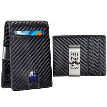 Imagem de Carteira fina personalizada de fibra de carbono para homens RFID personalizada com clipe de dinheiro de alumínio porta-cartões minimalista presentes gravados para homens padrinhos padrinhos padrinhos