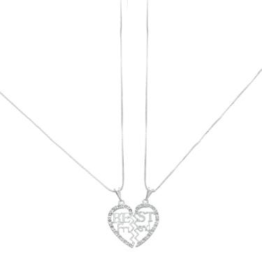 Imagem de Colar Conjunto Best Friend Banhado Semijoia Antialérgica (Prata)