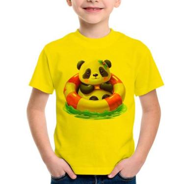 Imagem de Camiseta Infantil Ursinha  Relaxando Na Piscina - Foca na Moda, Amarel