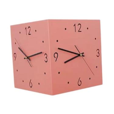 Imagem de Ｂｅｓｇａ Relógio de parede de canto de dupla face com luz transdutora fácil de instalar de canto quadrado de parede de relógio decoração de arte para, Rosa