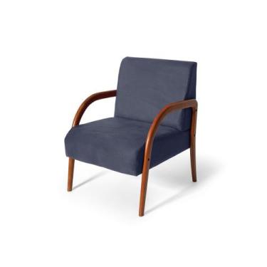 Imagem de Poltrona para Sala Decorativa Estofada Base Madeira Maciça Duda Azul -