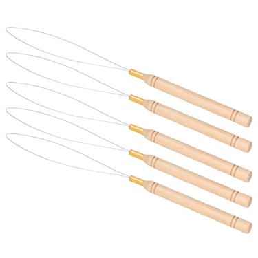 Imagem de Pull Hook Needle, Kit de Agulha de Extensão de Cabelo 5 Pedaços de Fácil Uso de Anti -lip Flexível para Fios